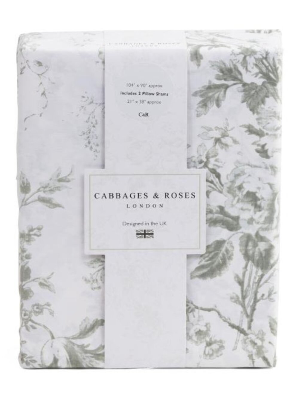 CABBAGES & ROSES 200tc Cabbages & Roses Sage Duvet Set